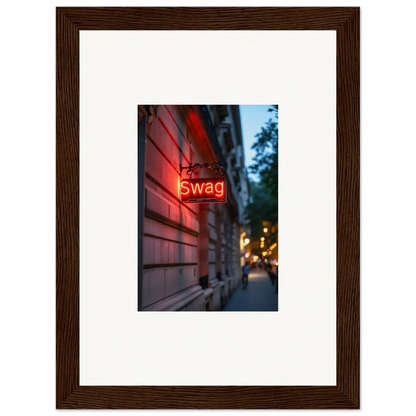 Swag neon sign on a wall, perfect for luminary illusions and room decoration vibes