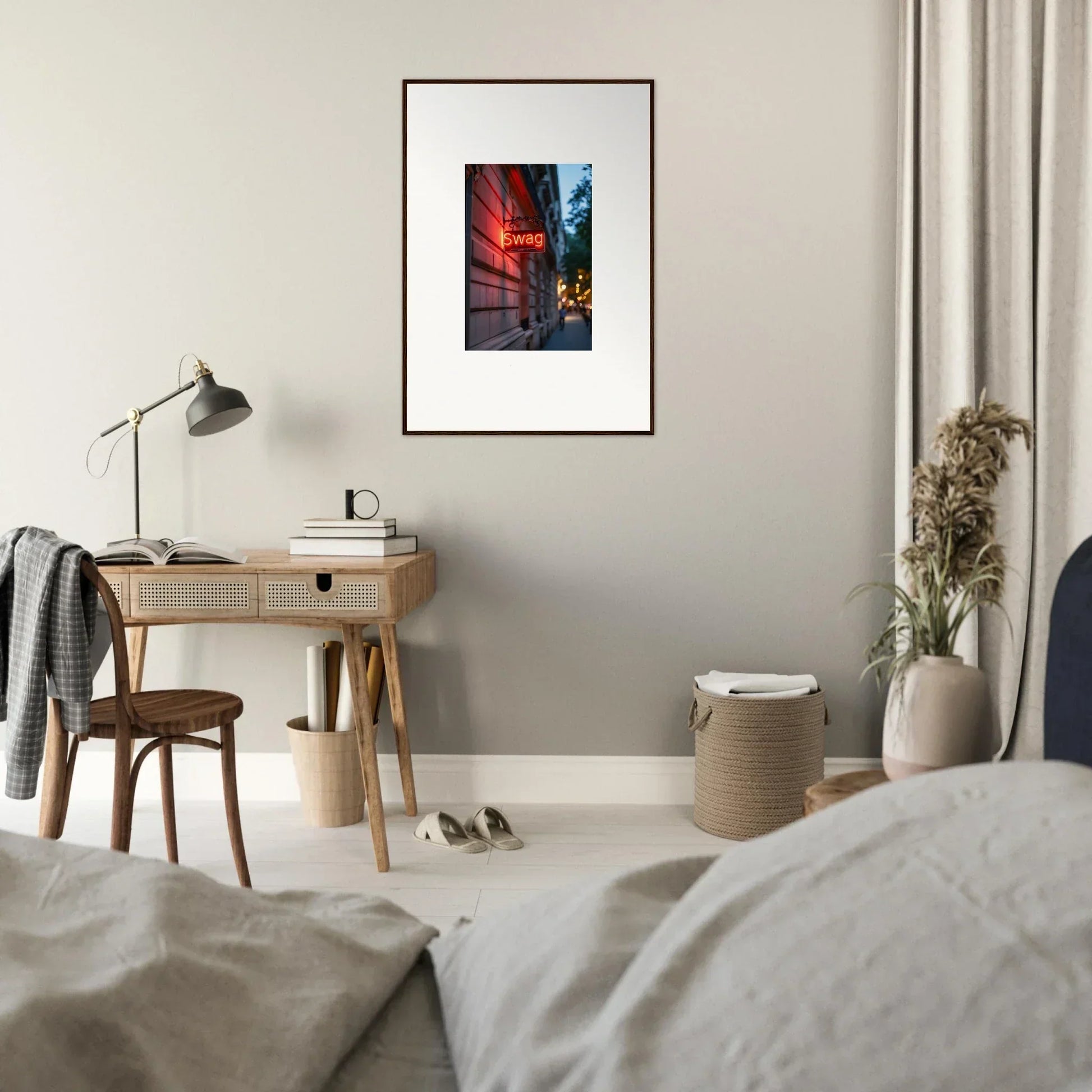 Framed canvas print of a vibrant urban night scene for cool room decoration with Luminary Illusions