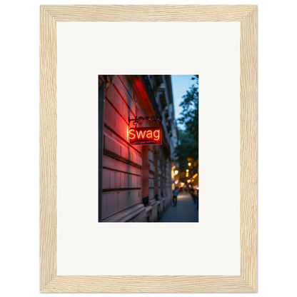 Framed glowing neon Swag sign for cool room decoration and luminary illusions canvas print