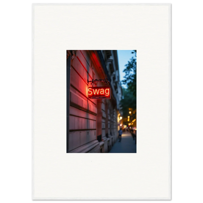 Neon sign of Swag on wall, perfect for room decoration or canvas print with luminary illusions