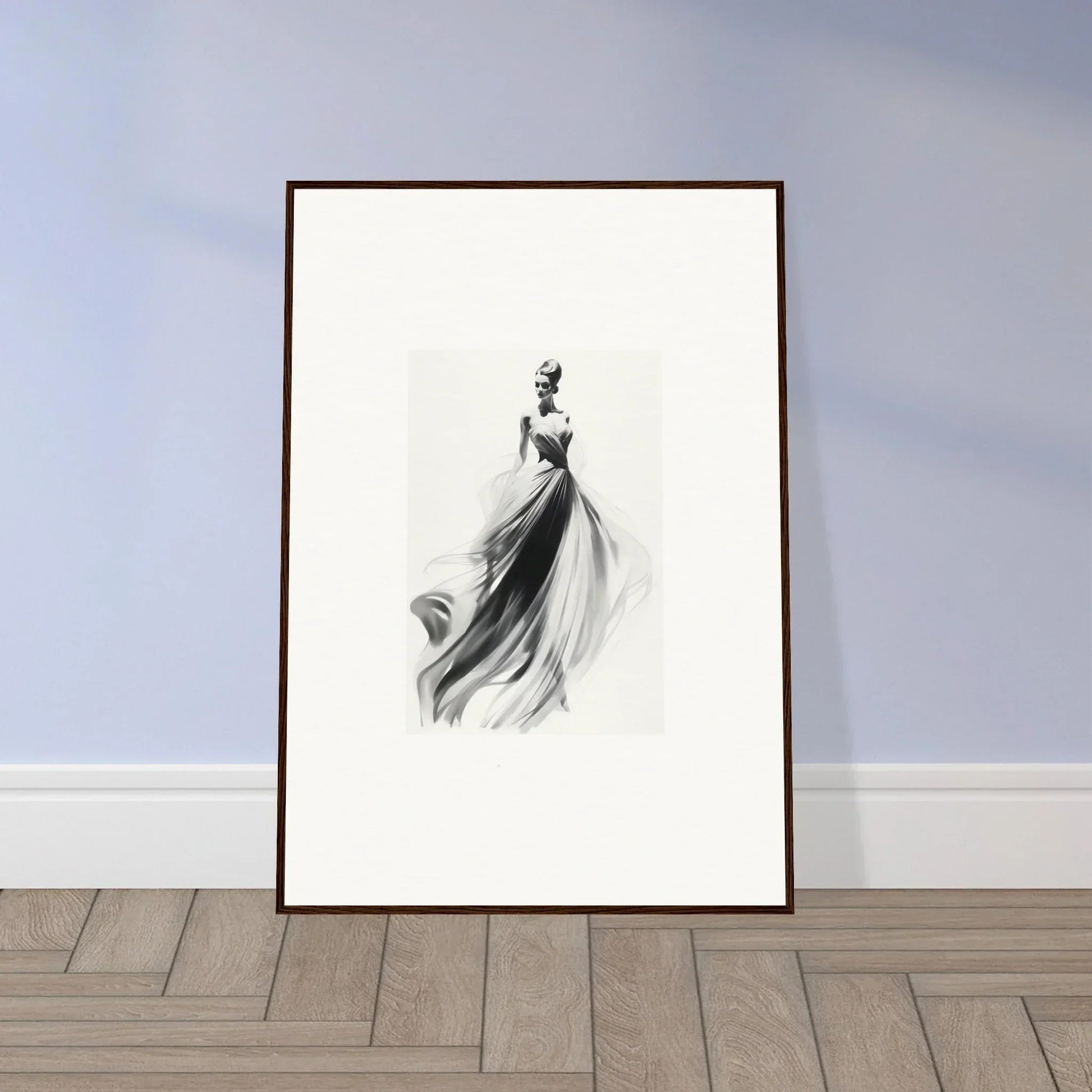 Framed black and white sketch of an elegant figure for Sylph Dance Whispers special edition art™