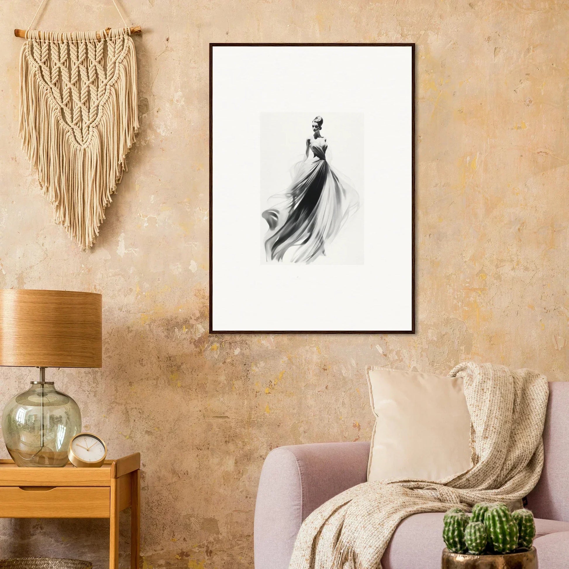 Elegant black and white sketch of a flowing dress, part of Sylph Dance Whispers special edition art™