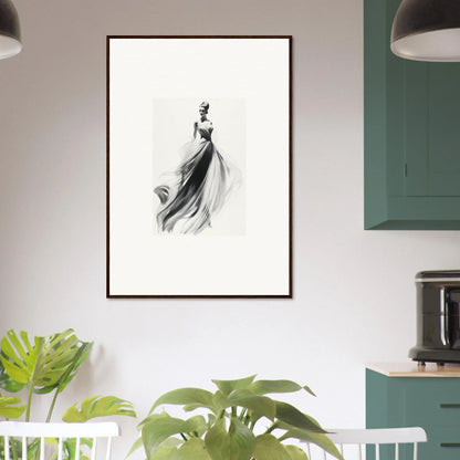 Black and white watercolor of Sylph Dance Whispers elegant dress, special edition art™