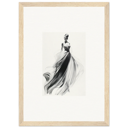 Elegant black and white fashion illustration of Sylph Dance Whispers evening gown