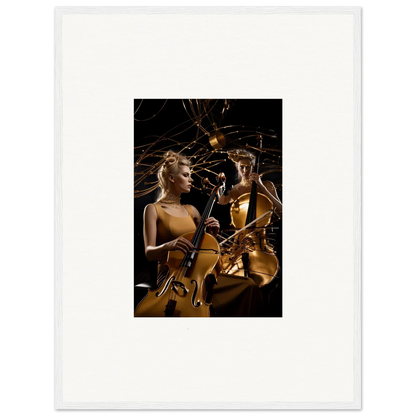 Woman playing cello in golden light for Sundream Tango canvas print room decoration