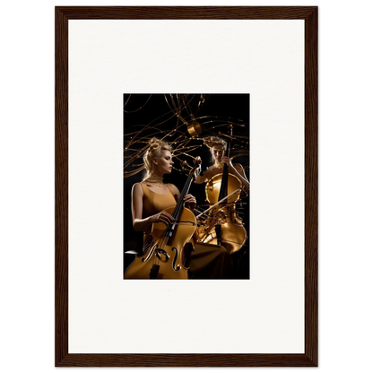 Framed canvas print of saxophonist and violinist in Sundream Tango sparks for room decoration