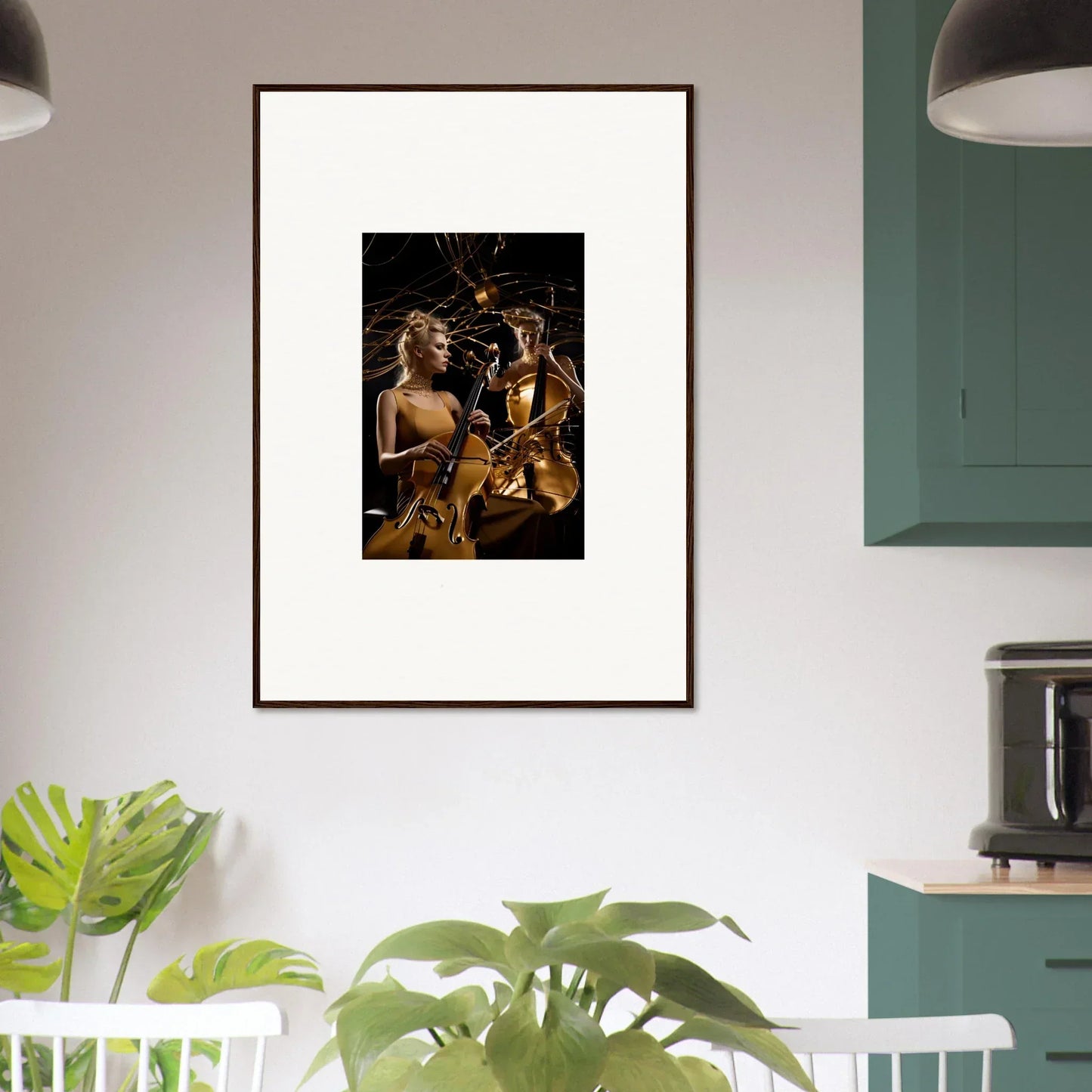 Framed canvas print of musicians in dramatic light, perfect for Sundream Tango room decoration