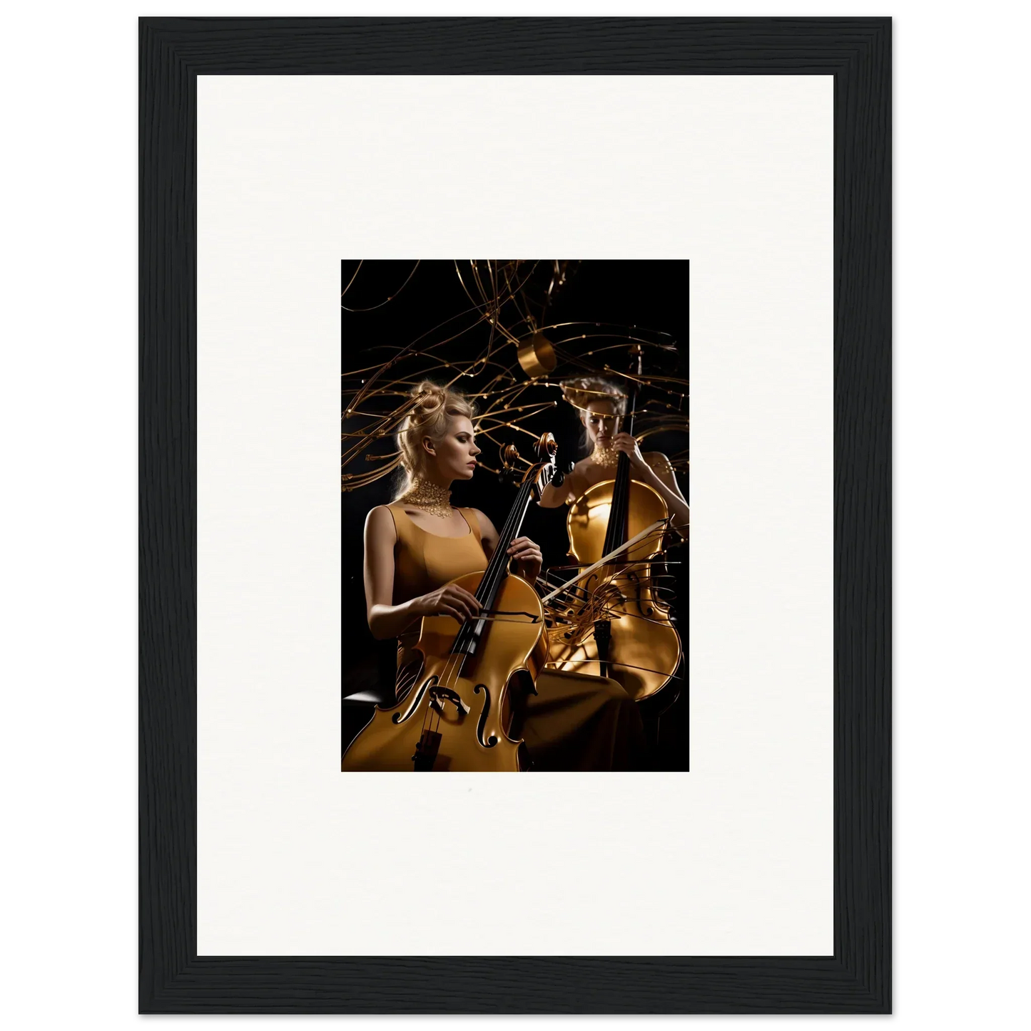 Framed canvas print of musicians playing Sundream Tango with sax and guitar vibes