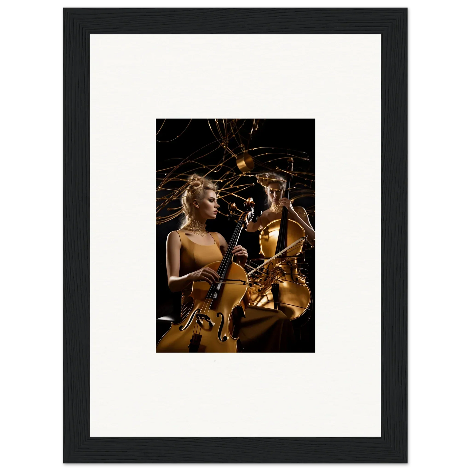 Framed canvas print of musicians playing Sundream Tango with sax and guitar vibes