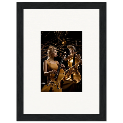 Framed canvas print of musicians playing Sundream Tango with sax and guitar vibes