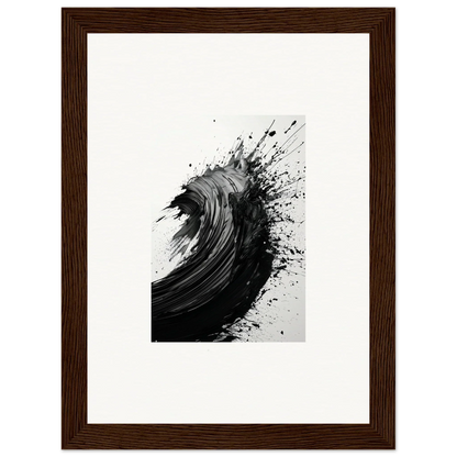 Dynamic black ink splash wall art resembling a crashing ocean wave for room decor