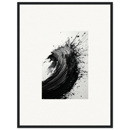 Dynamic black brushstroke wave art for stylish room decor and framed wall prints