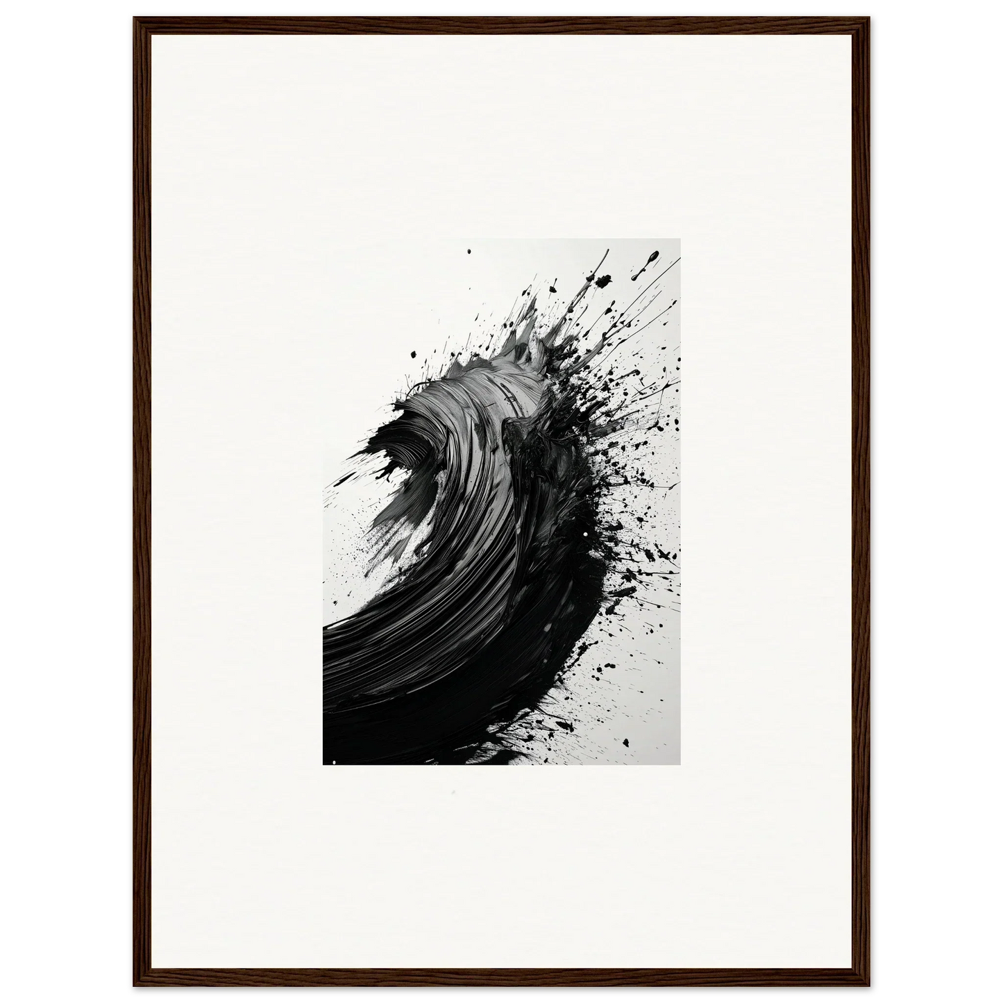 Dynamic black brushstroke wave artwork, perfect for framed wall art and room decor