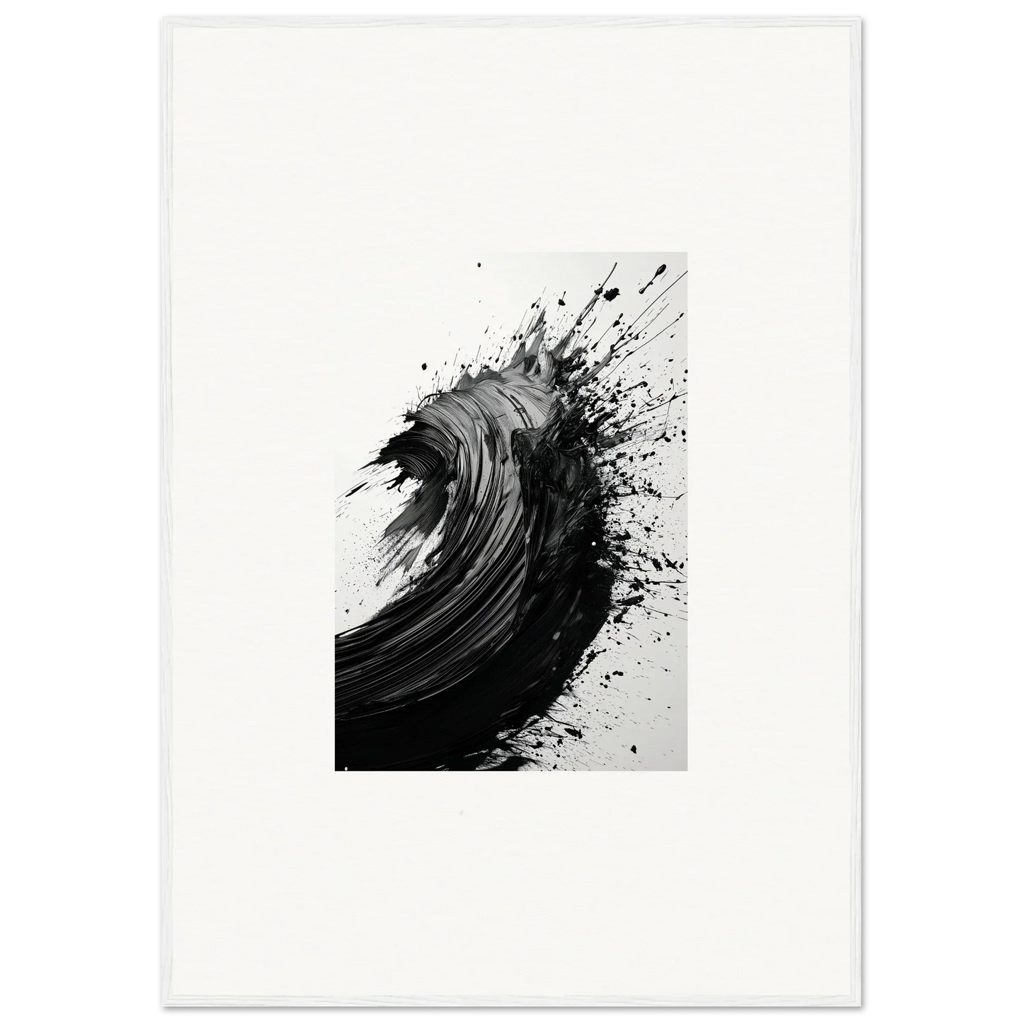 Dynamic black brushstroke ocean wave art for stylish room decor and framed wall art