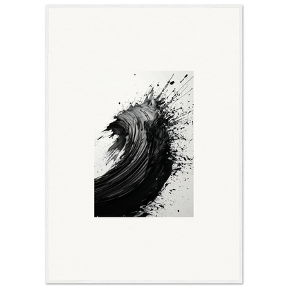 Dynamic black brushstroke ocean wave art for stylish room decor and framed wall art