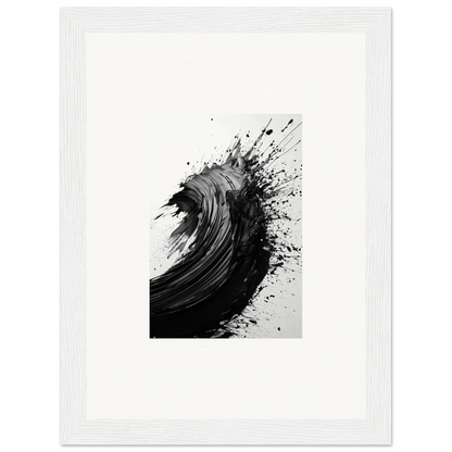 Dynamic black ink splash art inspired by ocean waves for stunning room decor