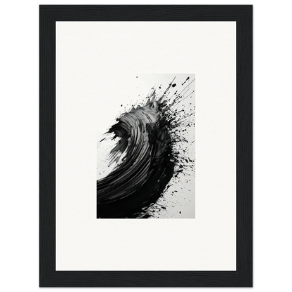 Dynamic black ink splash art resembling an ocean wave for stylish room decor