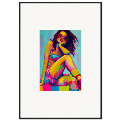 Colorful, stylized portrait of a woman in swimwear for dream seductions room decor