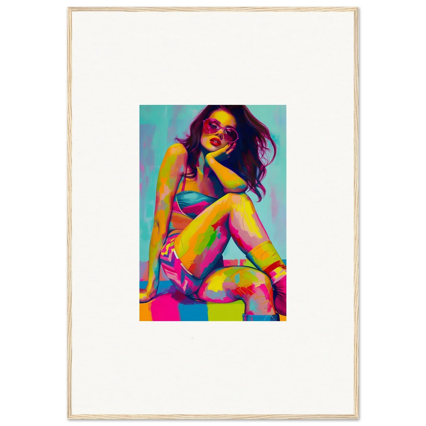 Colorful portrait of a woman in swimwear for vibrant room decor and dream seductions