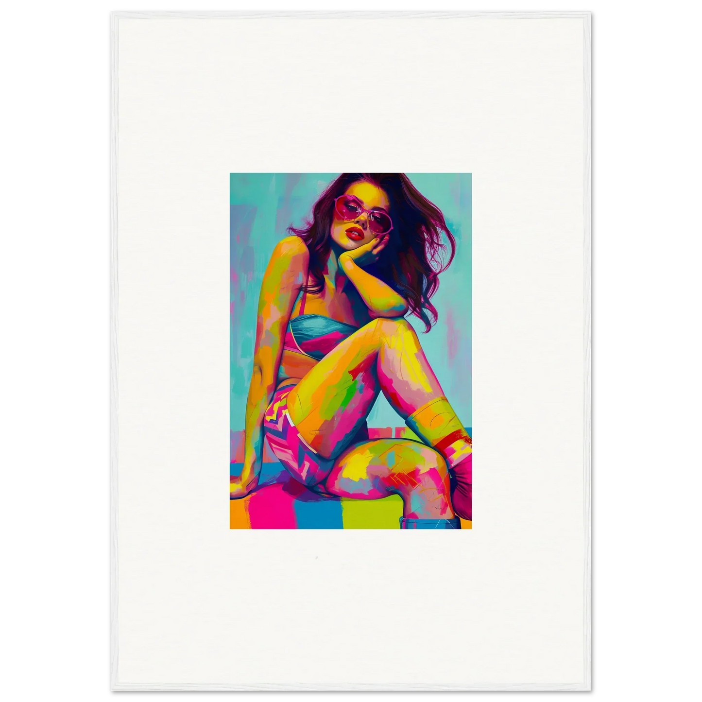 Colorful framed wall art of a woman in a bikini exemplifying dream seductions