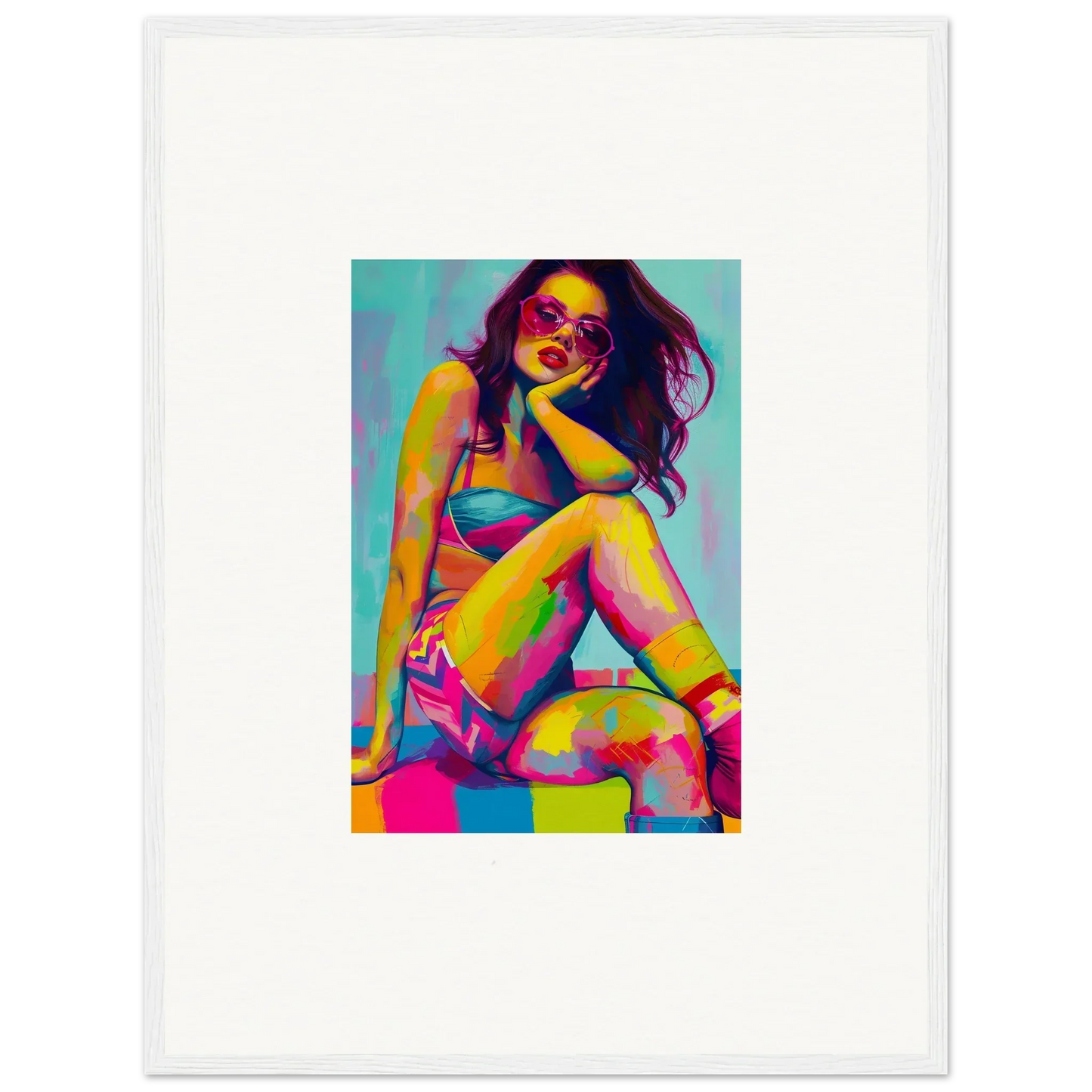 Colorful portrait of a woman in a bikini for dream seductions room decor