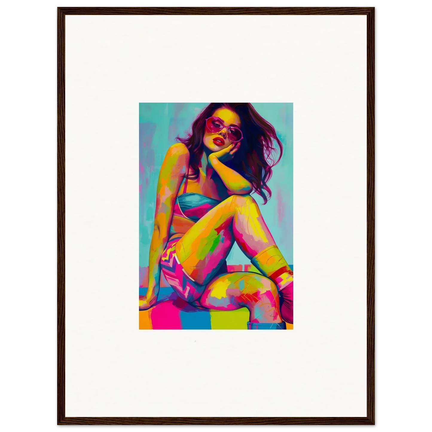 Colorful pop art portrait of a woman in a bikini for dream seductions wall art