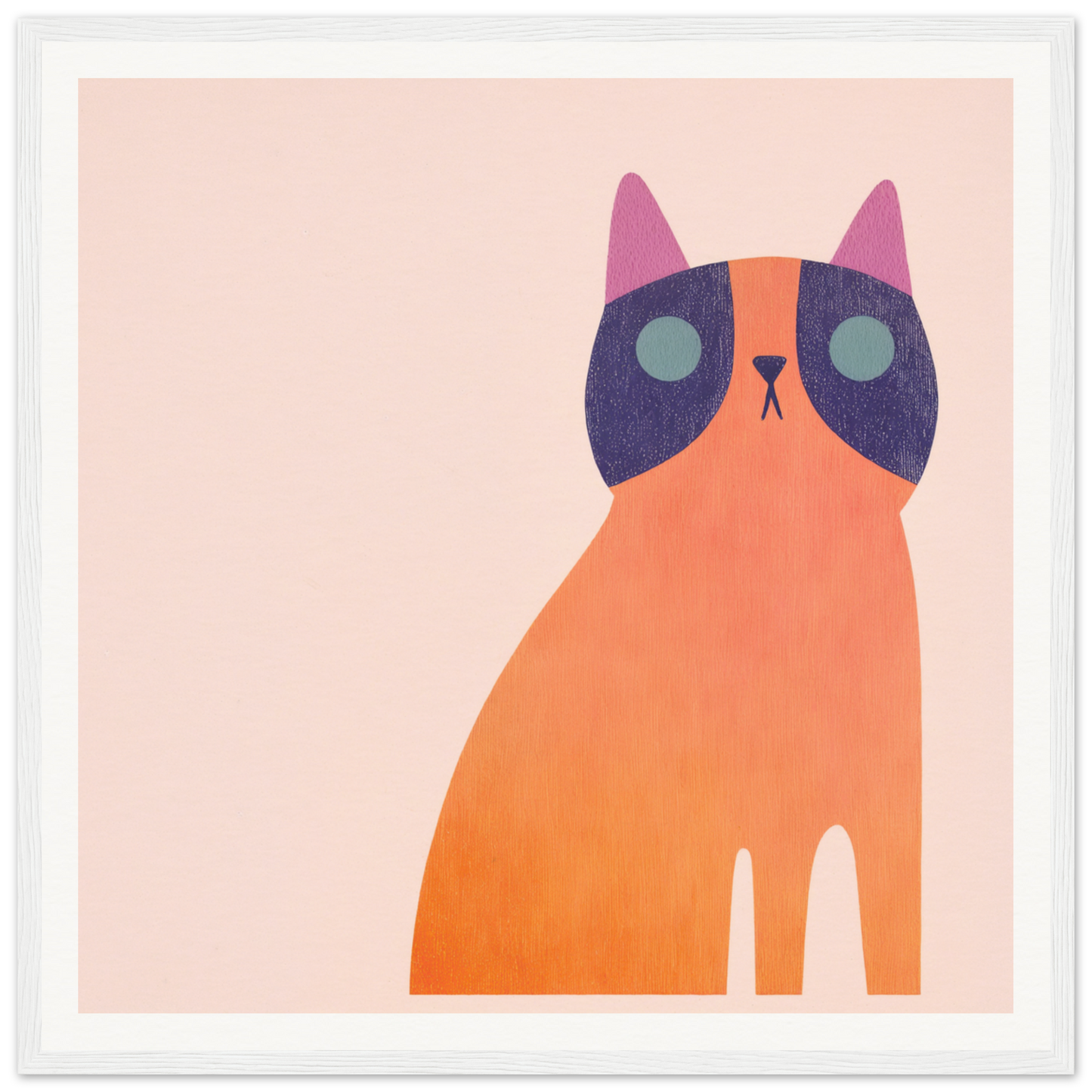 Stylized orange cat with purple markings and pink ears for Teal Dream Mouse product