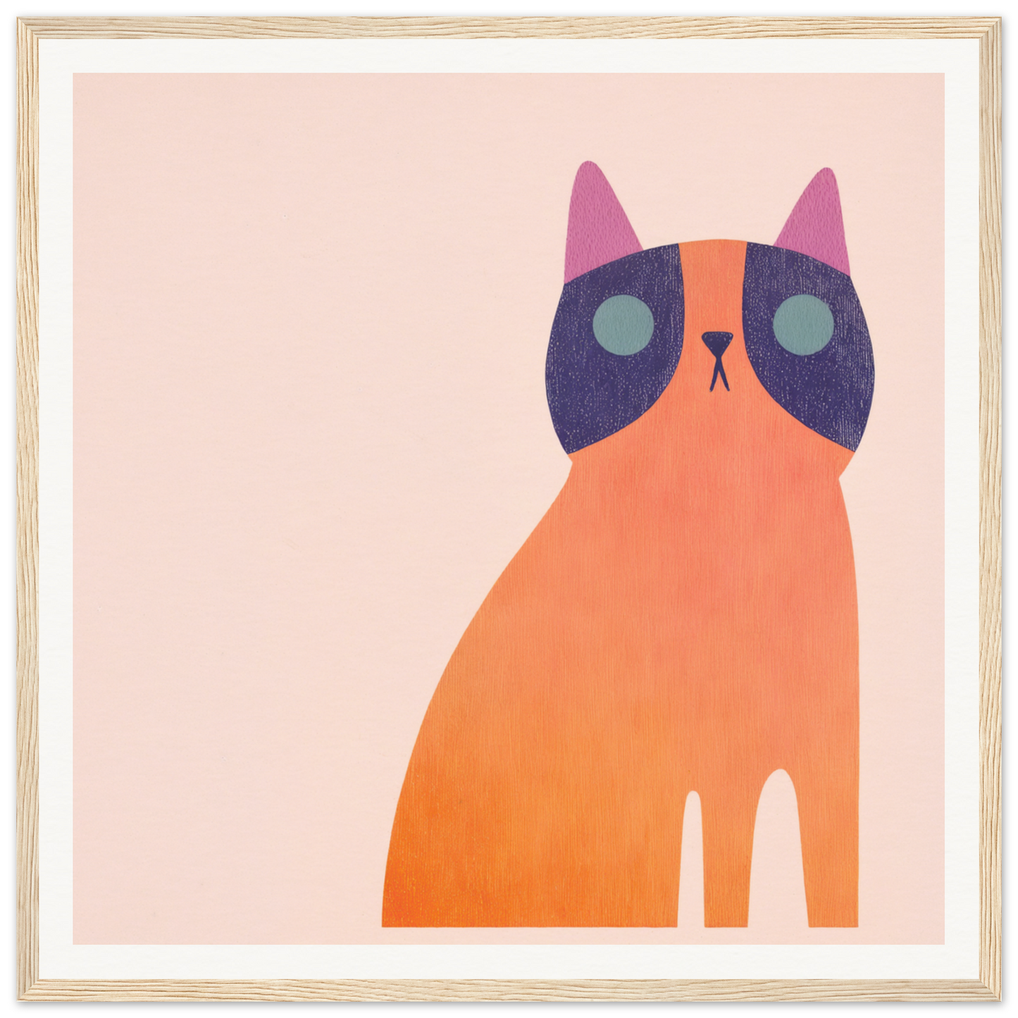 Stylized orange cat with purple mask markings around blue eyes for Teal Dream Mouse