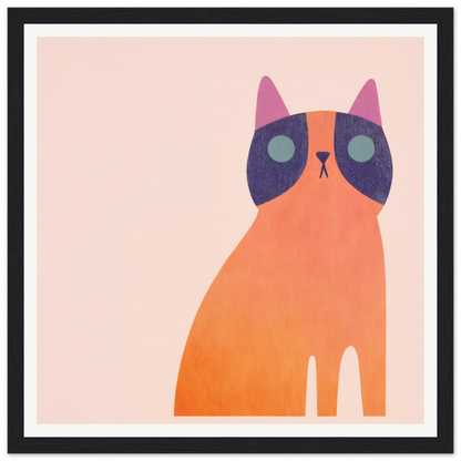 Minimalist illustration of an orange cat with a purple mask for Teal Dream Mouse