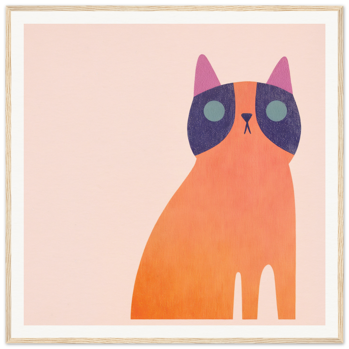 Stylized orange cat with purple face markings and blue eyes for Teal Dream Mouse