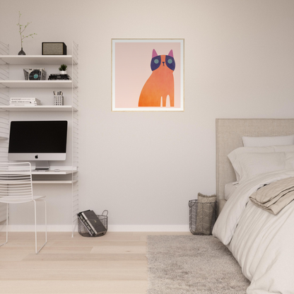 Orange cat with blue eyes featured in Teal Dream Mouse minimalist art print