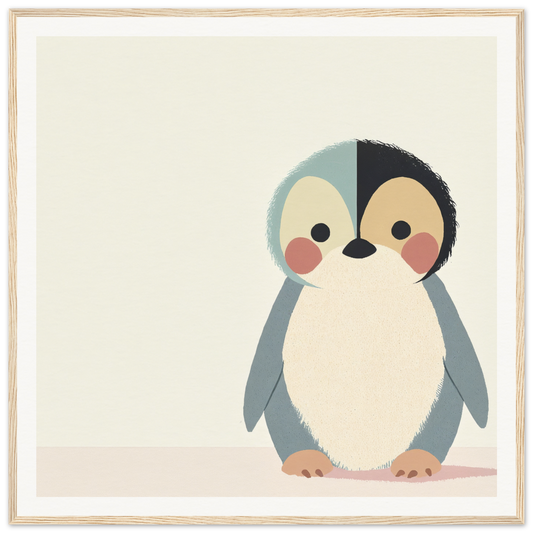 Cute cartoon penguin with rosy cheeks and round belly for Teal Reverie Tango product