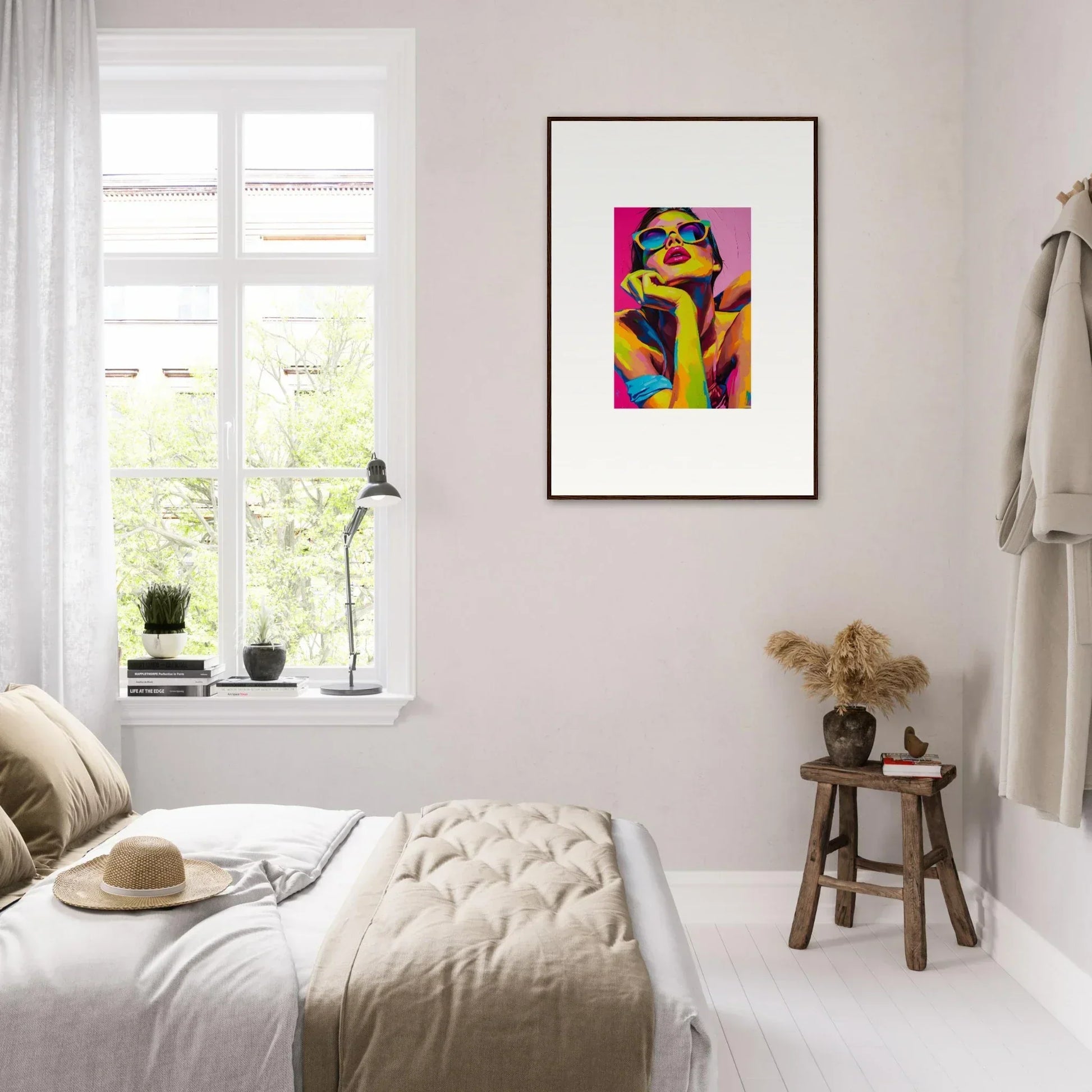 Colorful abstract portrait in black frame for stylish room decor showcasing Daydream Ecstasy