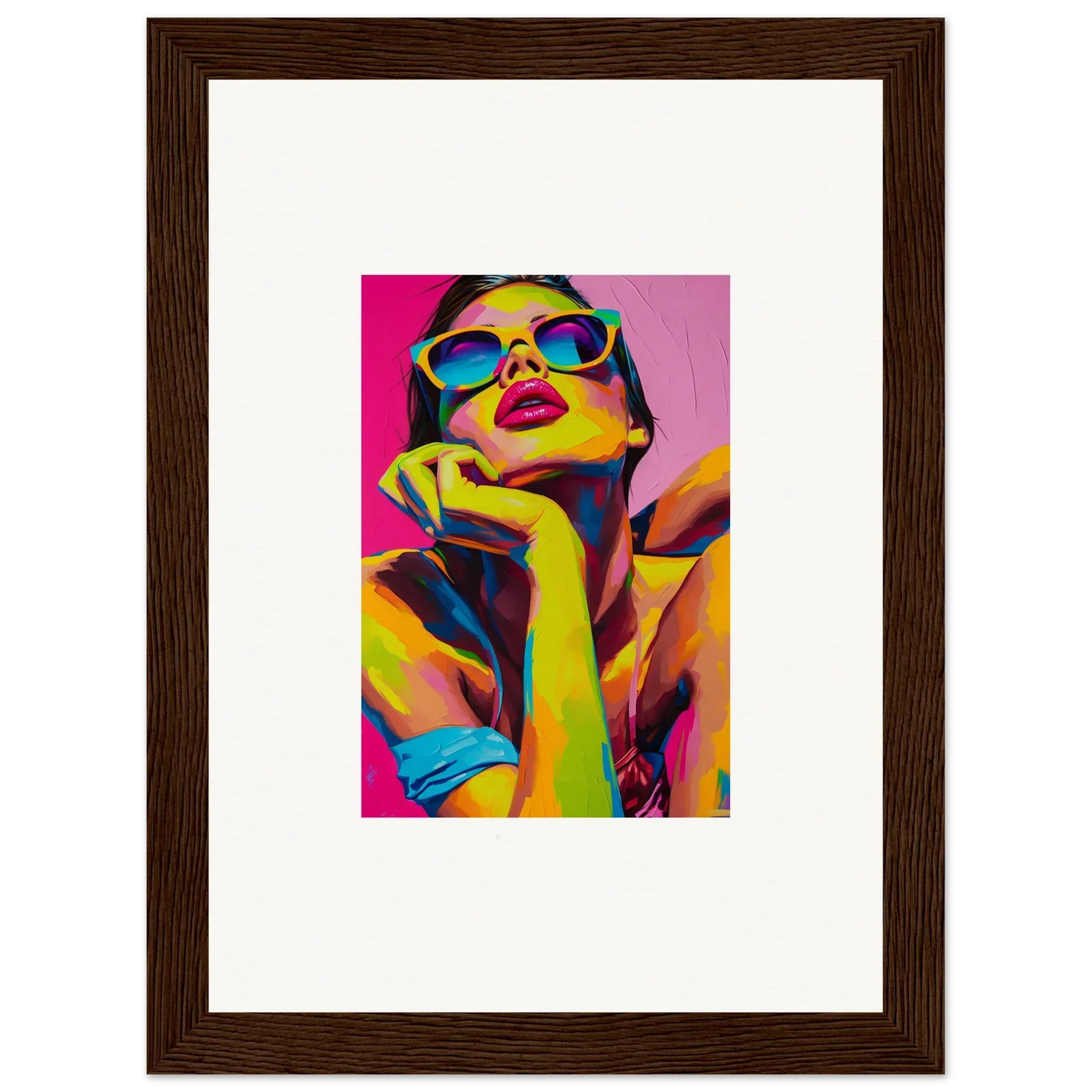 Colorful pop art portrait of a person with sunglasses for Daydream Ecstasy room decor