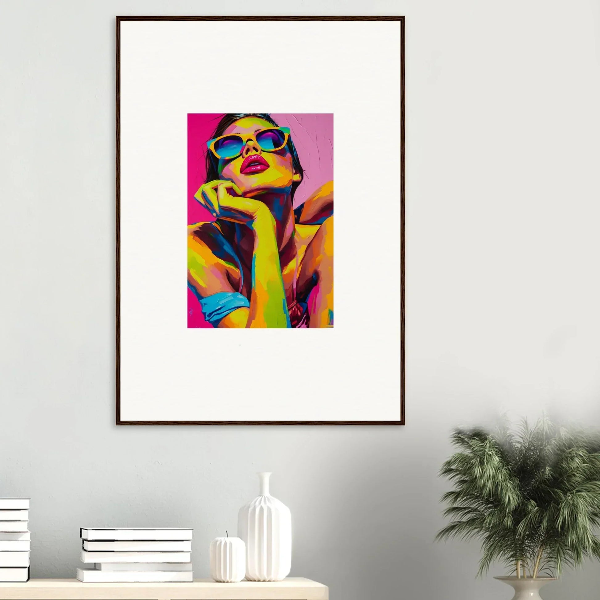Colorful pop art portrait with sunglasses, perfect for Daydream Ecstasy room decor