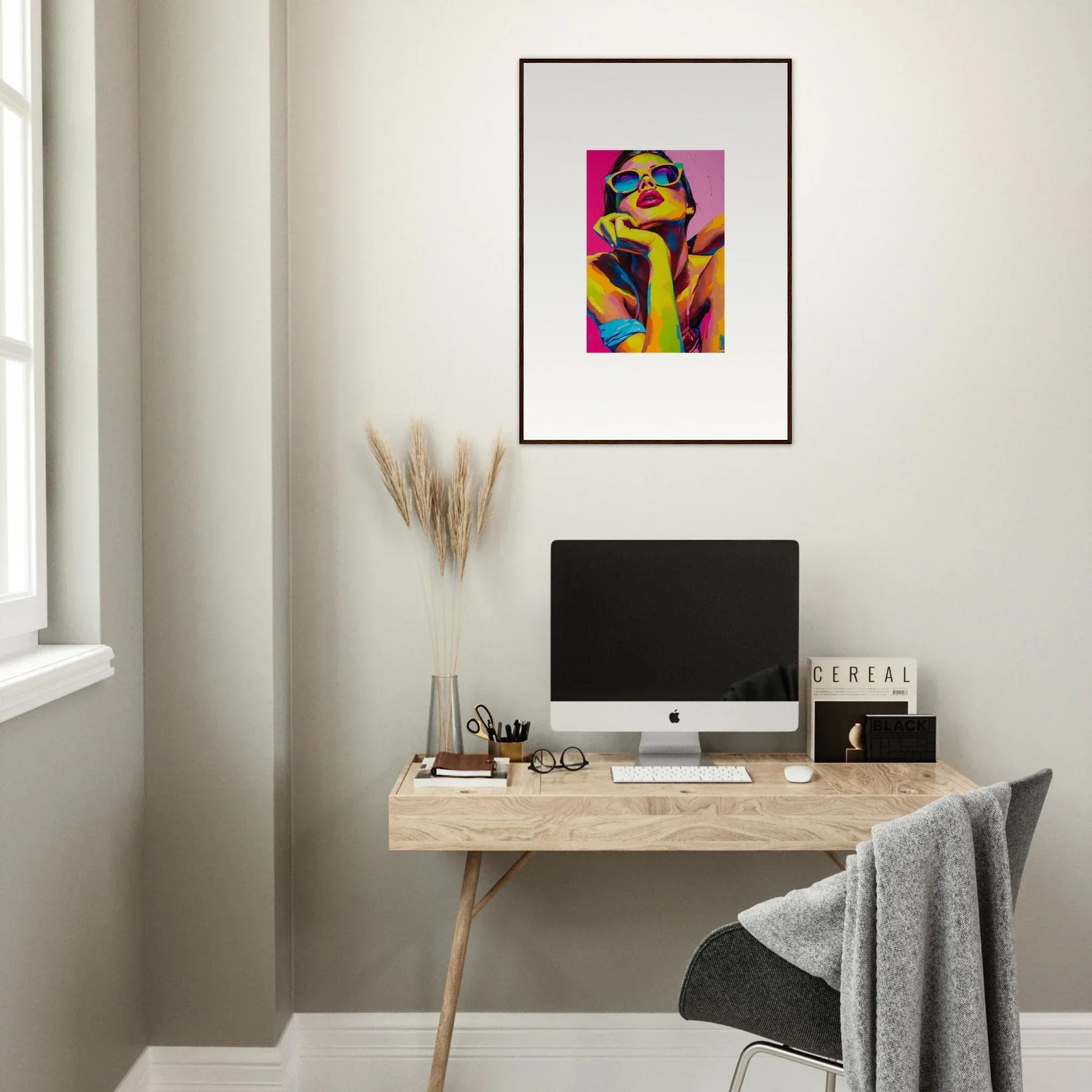 Colorful abstract portrait framed wall art for trendy room decor in Daydream Ecstasy theme