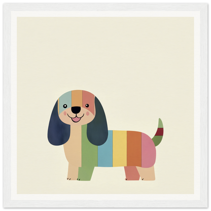 Colorful cartoon technicolor dog with long floppy ears in Special Edition Art™ design