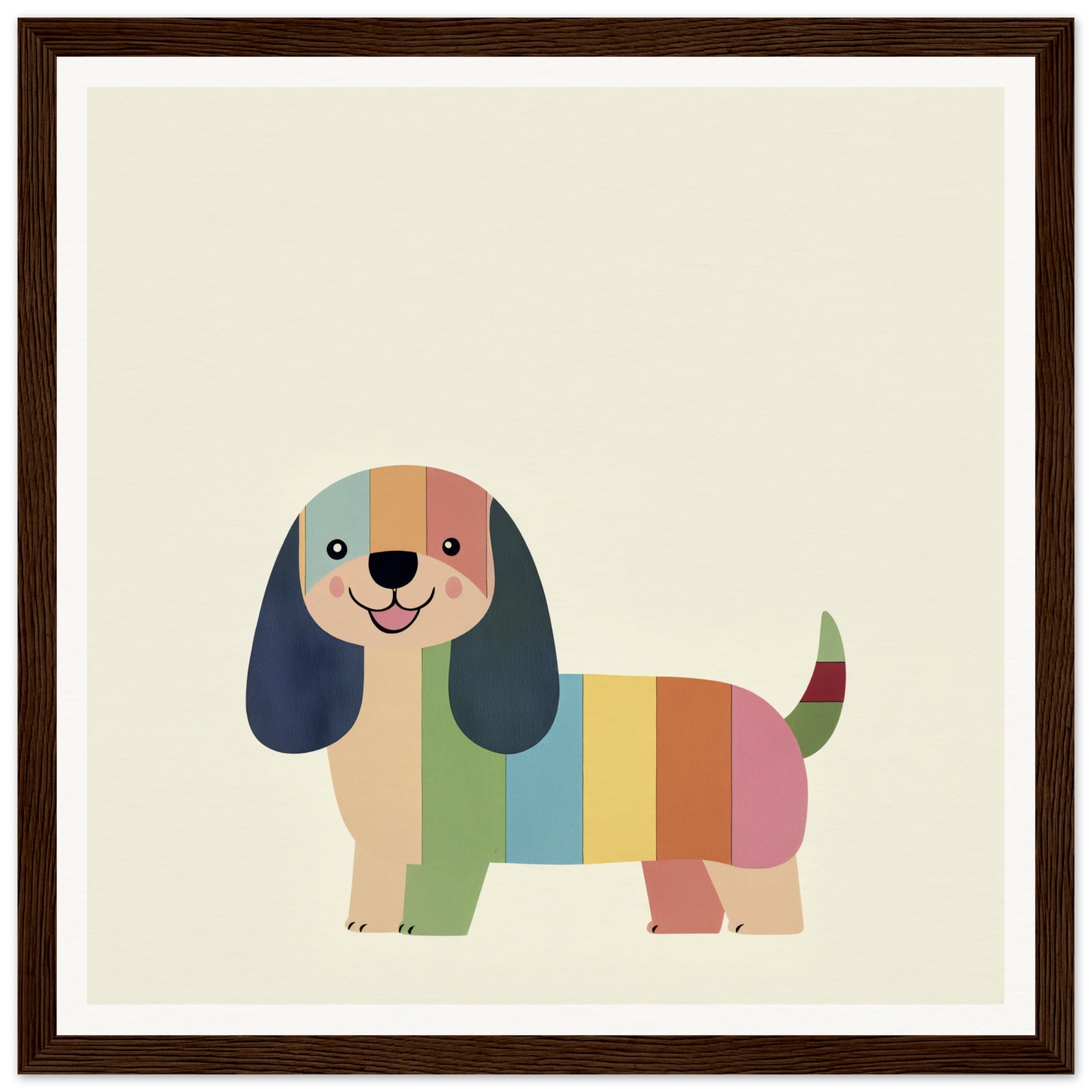 Colorful cartoon technicolor dog with floppy ears, featured in Special Edition Art™