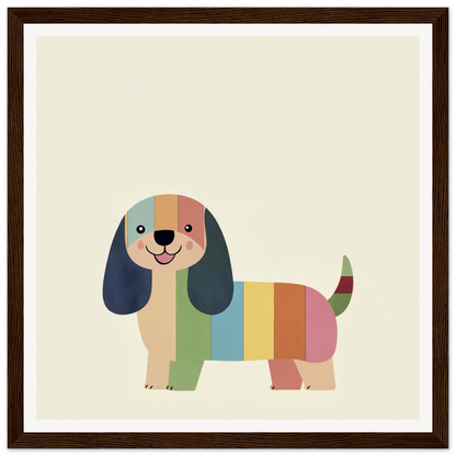 Colorful cartoon technicolor dog with floppy ears, featured in Special Edition Art™