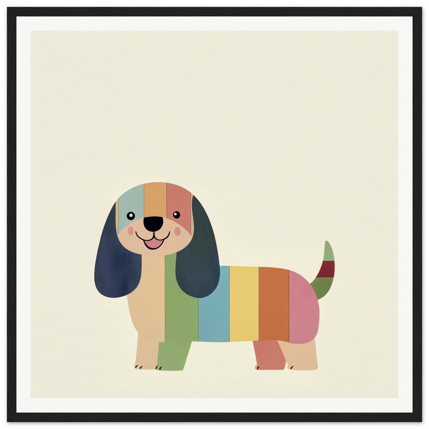 Colorful Technicolor Dog with floppy ears in special edition art™ design