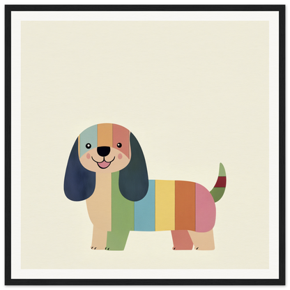 Colorful Technicolor Dog with floppy ears in special edition art™ design