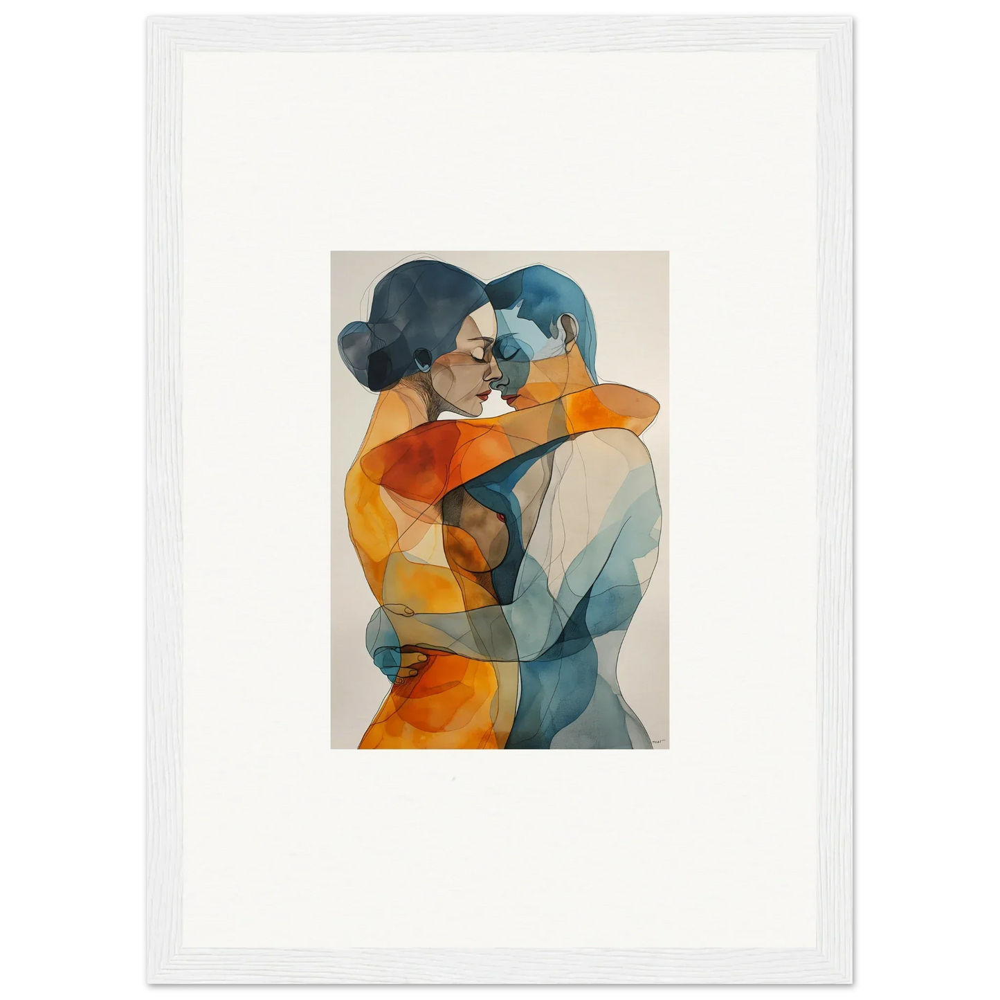 Watercolor canvas print of a monad intertwined couple, perfect for room decoration