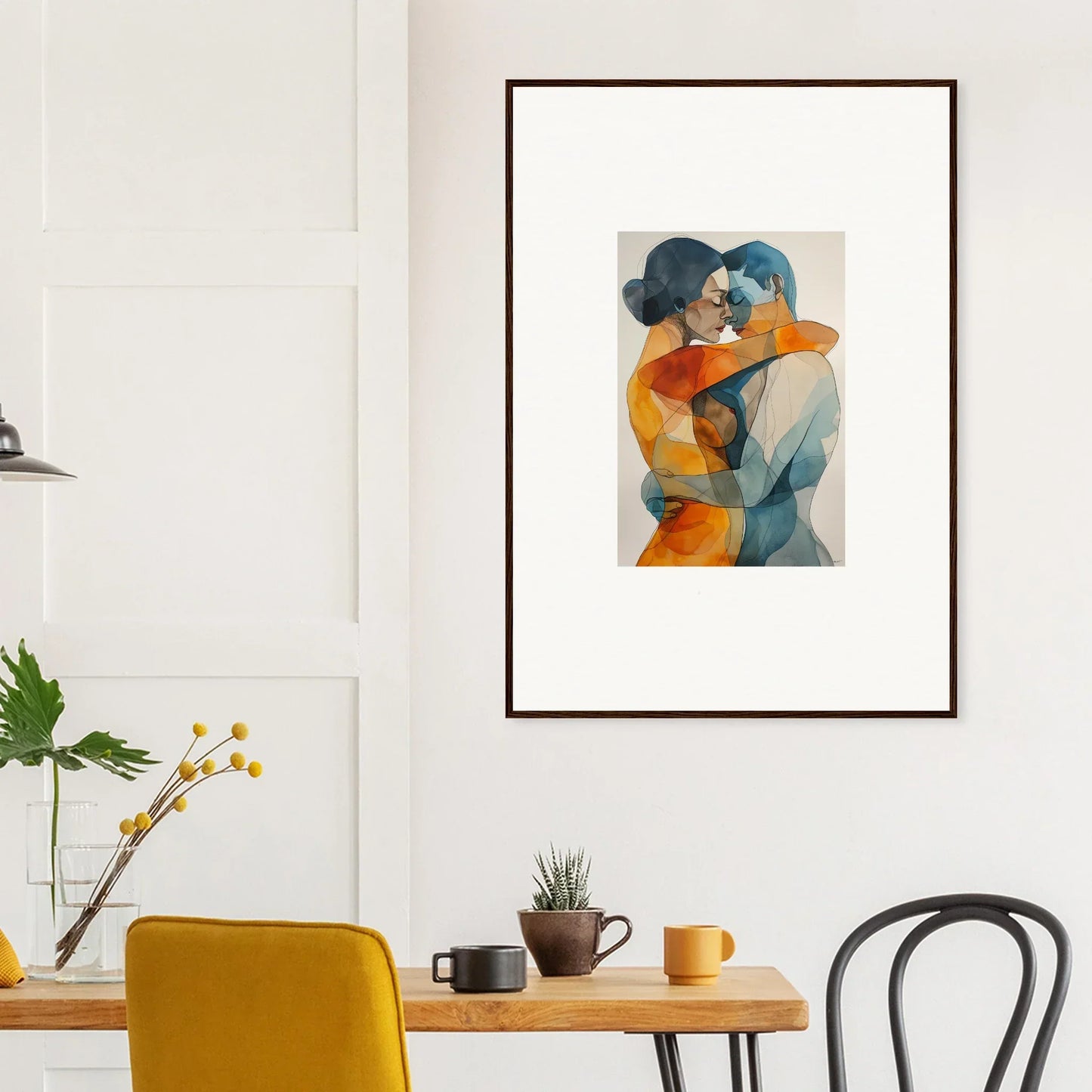 Framed canvas print of vibrant monad intertwined figures for unique room decoration