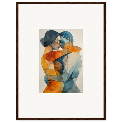 Abstract watercolor of embracing figures for a cozy room decoration canvas print