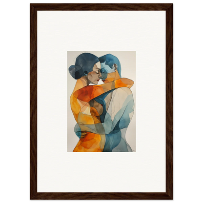 Framed watercolor canvas print of a monad intertwined couple for room decoration