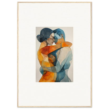 Colorful watercolor painting of a monad intertwined couple for unique room decoration