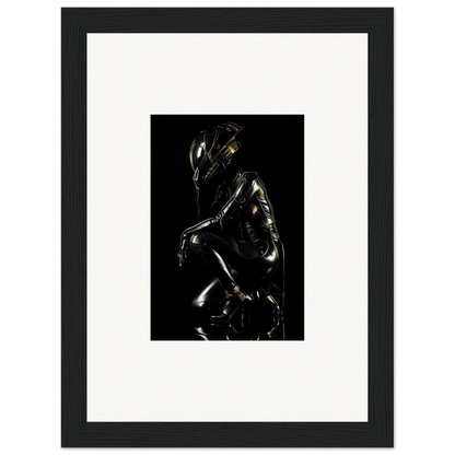 Metallic humanoid figure with a reflective surface in a crouched position.