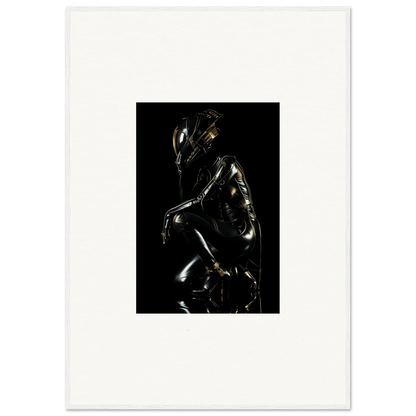 Metallic humanoid figure with a reflective surface in a crouched pose.