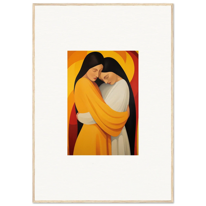 Embracing figures in yellow robes perfect for Sun Nyah room decoration canvas print