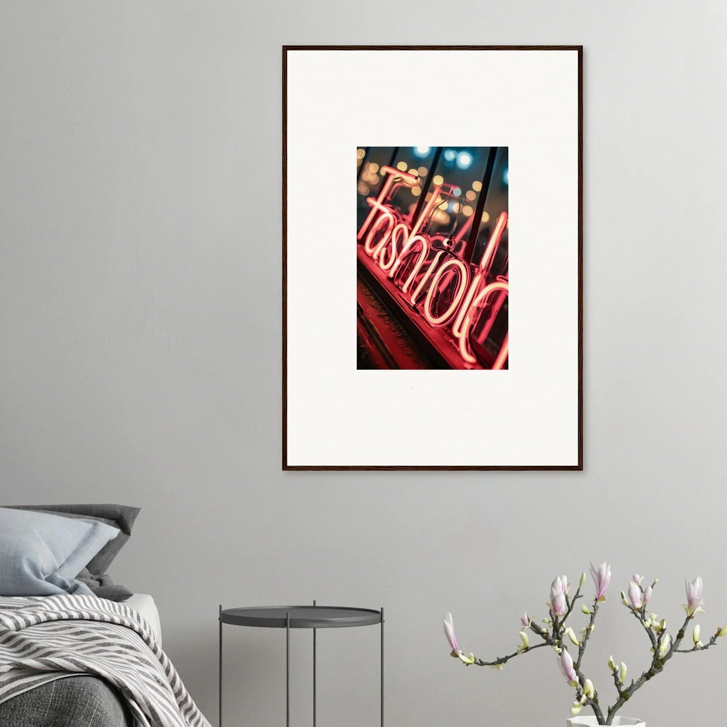 Framed neon Passion sign in red, perfect for Lasid Quara room decoration or canvas print